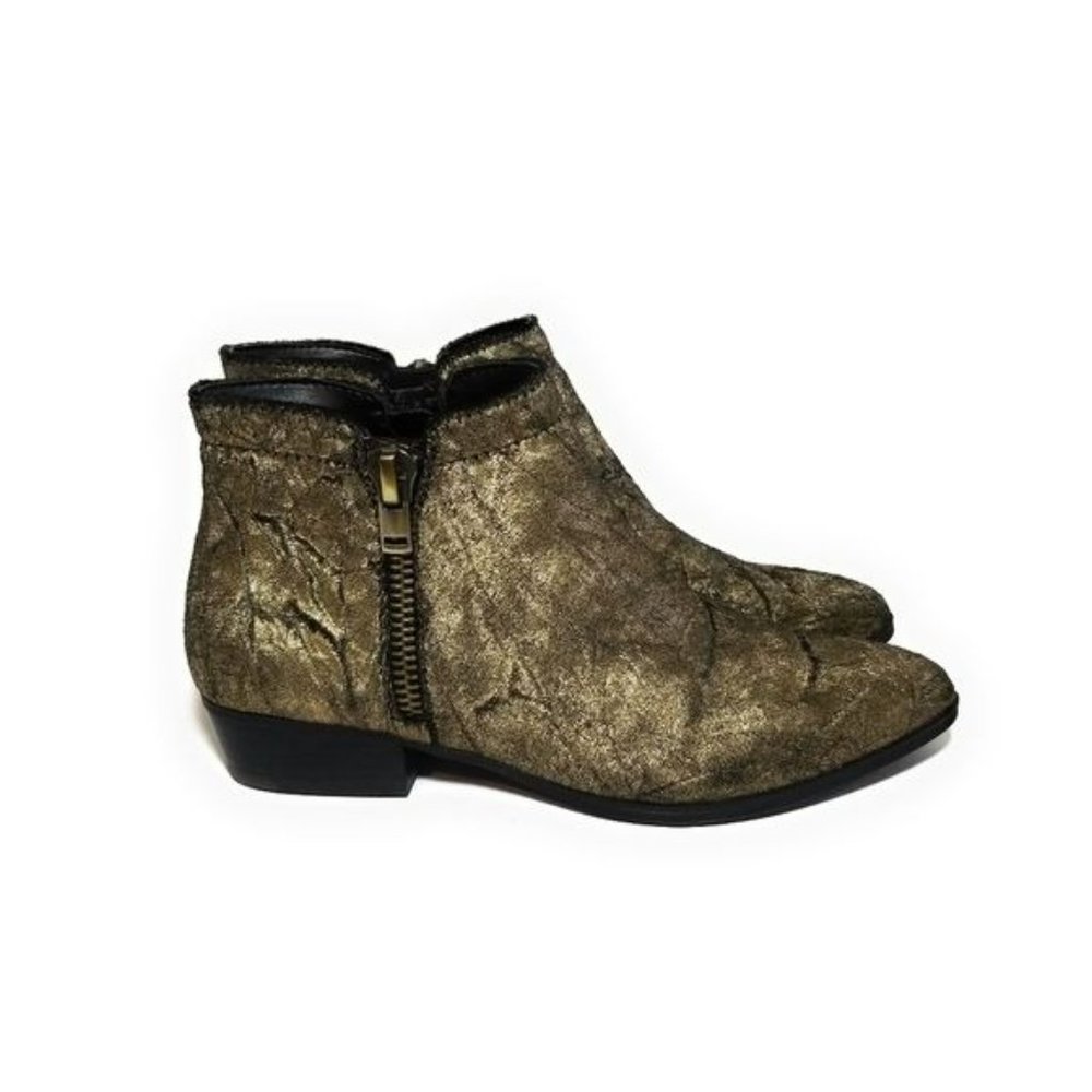 Naturalizer Blair Crushed Velvet Ankle Booties in Gold Metallic Womens Size 6 M